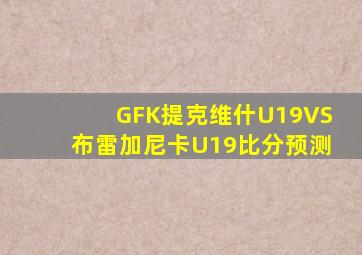 GFK提克维什U19VS布雷加尼卡U19比分预测